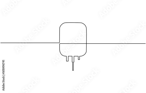 Continuous one line drawing of iv bag - medical blood medical bag, Medical saline drip vector illustration, Medical equipment, World health day.