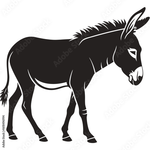 Black donkey silhouette facing left animal white