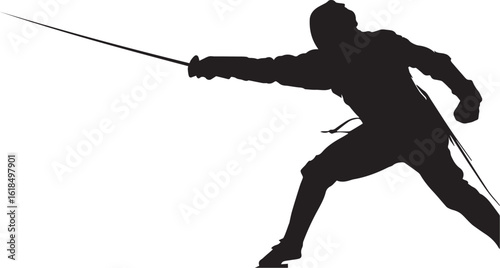Silhouette of a woman holding a sword vector illustration