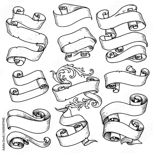 Elegant vintage ribbon banner designs decorations