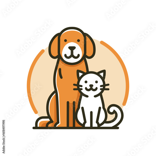 Cute dog and cat logo with friendly, clean design. Perfect for pet shops, veterinary clinics, grooming services, adoption centers, or animal care brands.