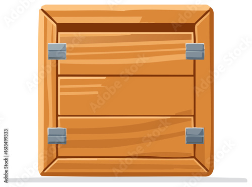 Isolated Wooden Crate Box with Metal Clasps Container Cargo Shipping Wood