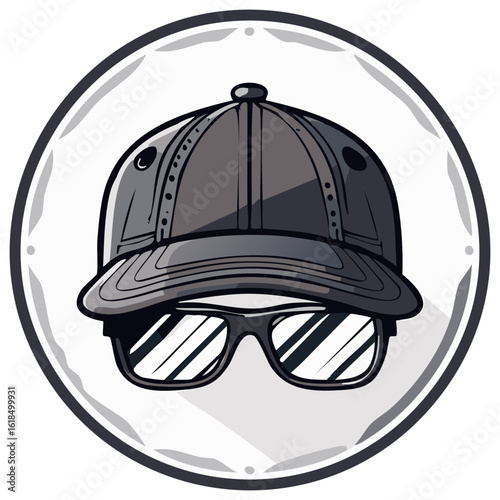 Stylized illustration of a baseball cap and sunglasses icon symbolizing anonymity or a cool disguise