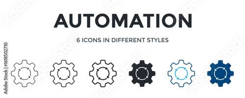 Automation Icon In Different Style Vector Illustration. Designed In Thin Line, Regular Line, Bold Line, Glyph, Color Line, And Color Glyph Style Can Be Used For Web