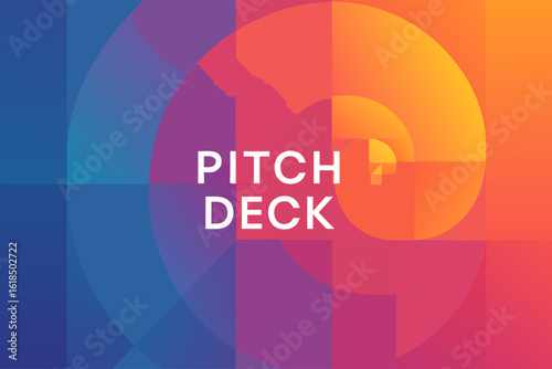 Pitch Deck: A vibrant graphic design for a pitch deck, with the words in a creative, modern format. conveying professionalism, innovation, and forward thinking.