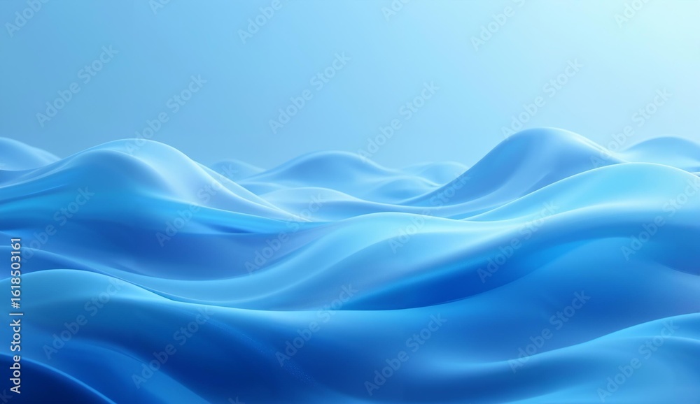 Fototapeta premium Abstract Blue Wavy Surface Under Soft Lighting