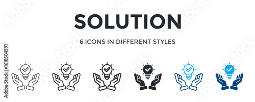 Solution Icon In Different Style Vector Illustration. Designed In Thin Line, Regular Line, Bold Line, Glyph, Color Line, And Color Glyph Style Can Be Used For Web