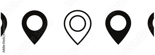 WebVector art of location pin icons indicating a destination, isolated on white background