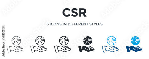 Csr Icon In Different Style Vector Illustration. Designed In Thin Line, Regular Line, Bold Line, Glyph, Color Line, And Color Glyph Style Can Be Used For Web