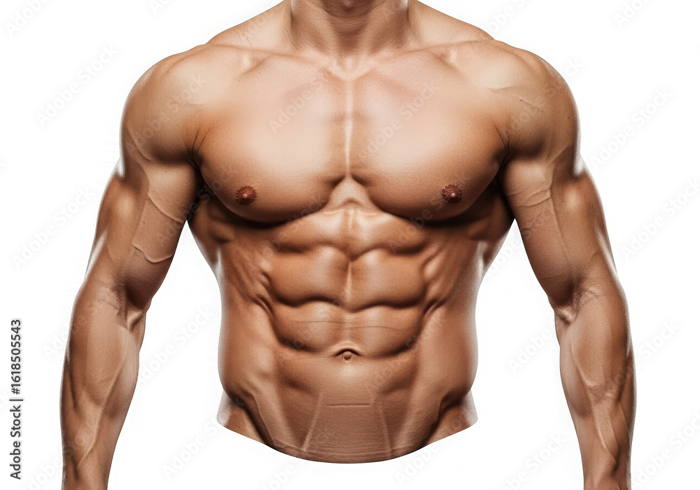 Fototapeta premium Muscular bodybuilder torso isolated on transparent background
