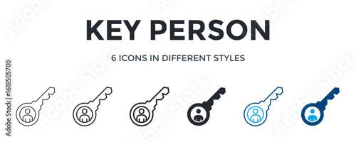 Key Person Icon In Different Style Vector Illustration. Designed In Thin Line, Regular Line, Bold Line, Glyph, Color Line, And Color Glyph Style Can Be Used For Web