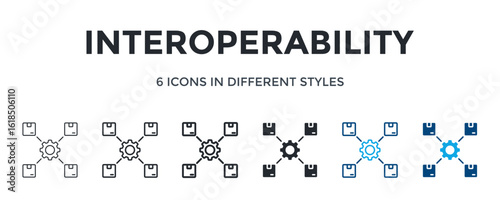 Interoperability Icon In Different Style Vector Illustration. Designed In Thin Line, Regular Line, Bold Line, Glyph, Color Line, And Color Glyph Style Can Be Used For Web