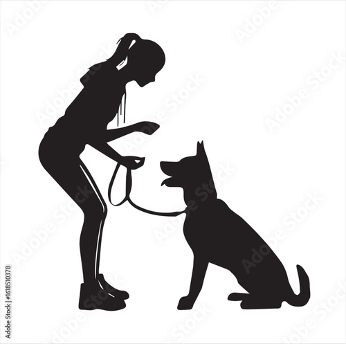 Dog sitter silhouette vector illustration white background
