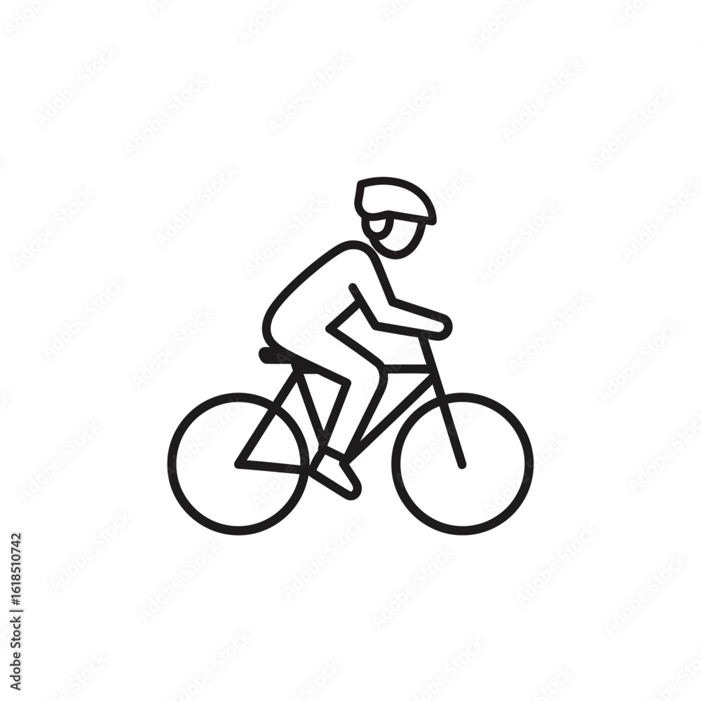 Fototapeta premium Vector illustration of a cyclist riding a bicycle with a helmet for sport and transportation