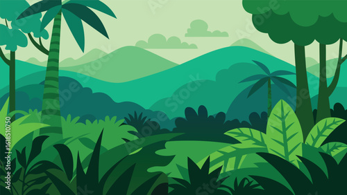 tropical landscape with palm trees