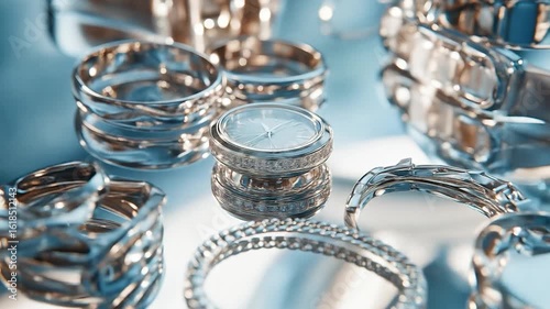 Silver Jewelry  Watch Reflection.