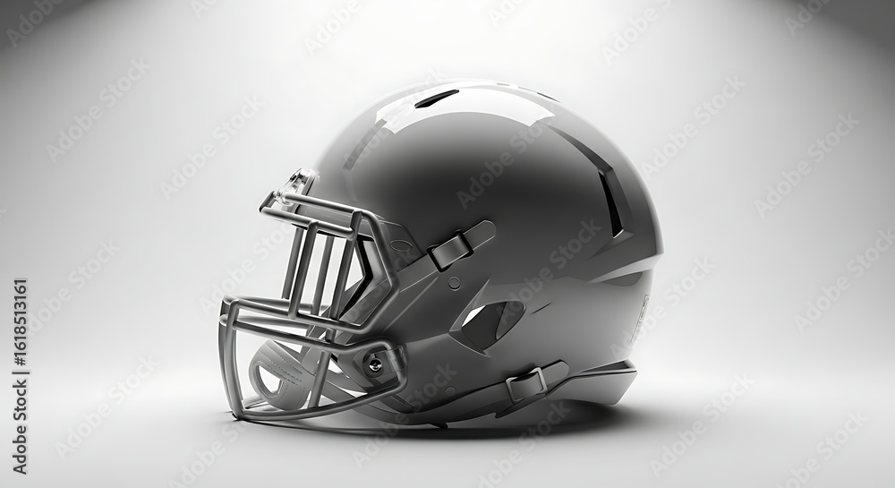 Fototapeta premium Black American Football Helmet with Faceguard on White Background