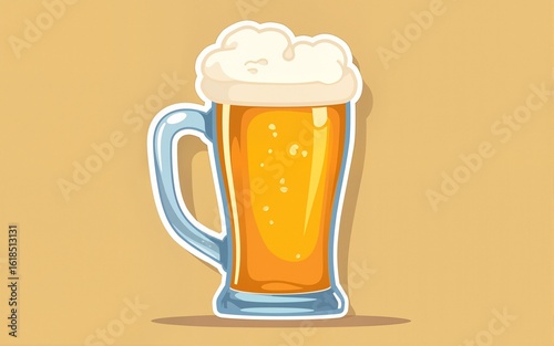 vector of toast glass of beer badge for international beer day celebrate. High quality