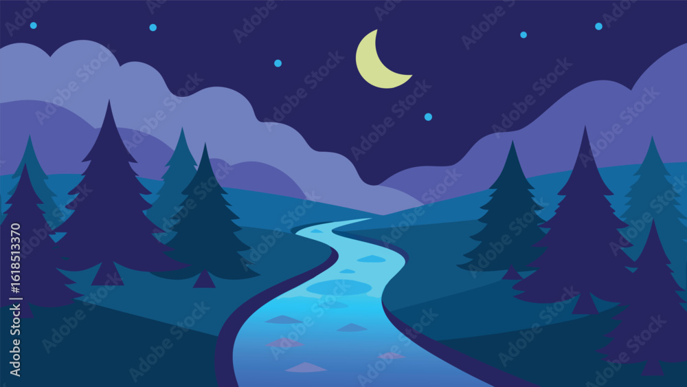 Naklejka premium christmas night landscape with moon