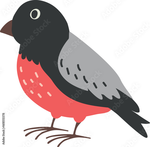 Bullfinch winter bird. Cute flat Illustration for Christmas