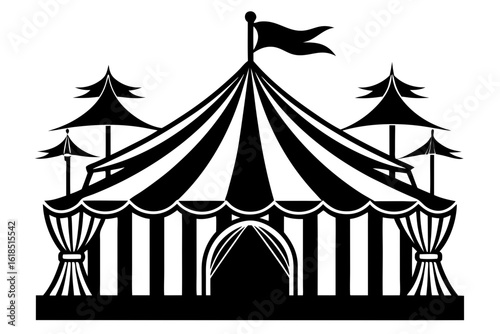 county fair tent black and white silhouette