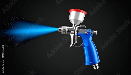 Blue spray gun, paint spraying
