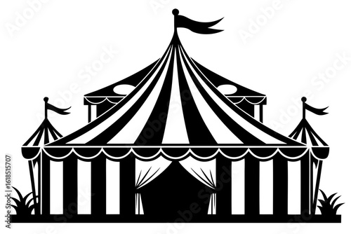 county fair tent black and white silhouette
