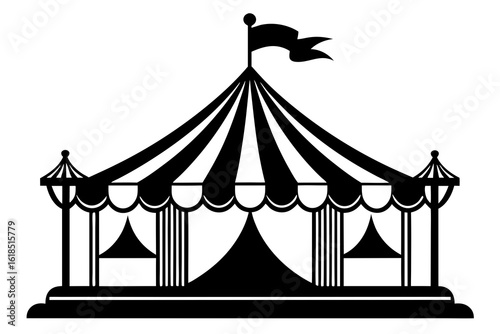 county fair tent black and white silhouette
