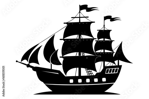 ship black and white silhouette