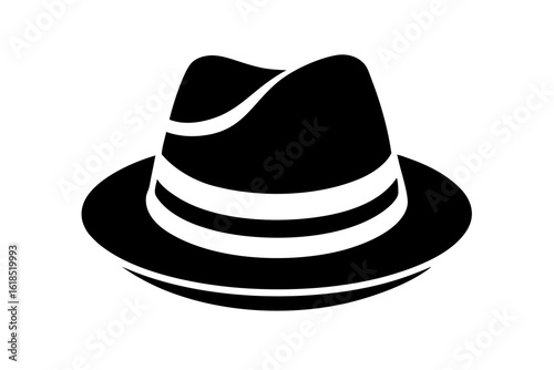 fedora hat black and white silhouette