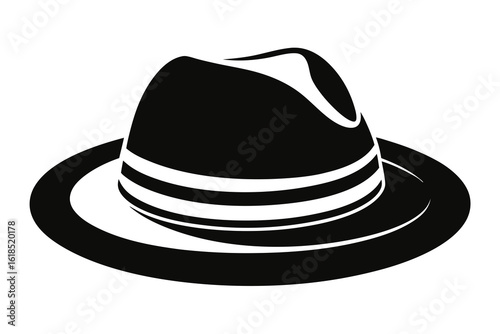 fedora hat black and white silhouette