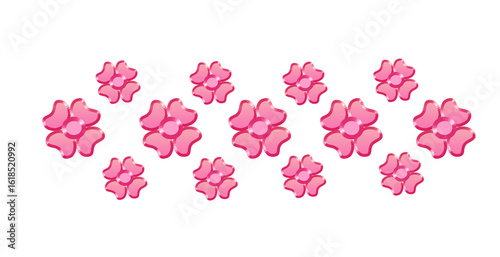 Pink flower ornaments on transparent background