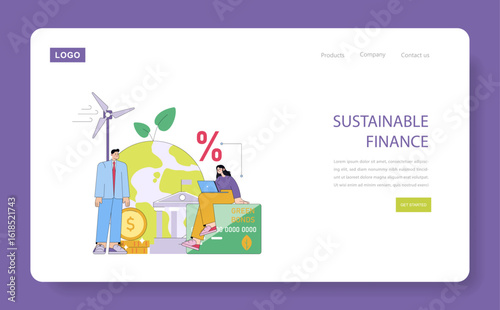 Sustainable Finance Concept with Wind Turbine Illustration