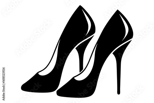 Elegant black high-heeled leather shoes, a stylish and glamorous footwear accessory for the modern woman