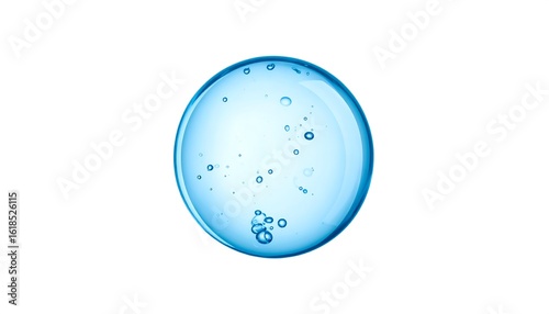 Transparent Blue Gel Sphere with Bubbles Isolated on White Background