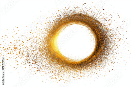 Gold Dust Circle Frame A Glittering Splatter Border Isolated On White Background