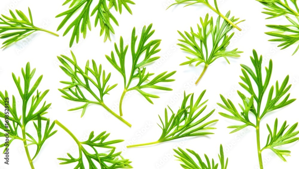 Naklejka premium Fresh green dill sprigs isolated on a white background