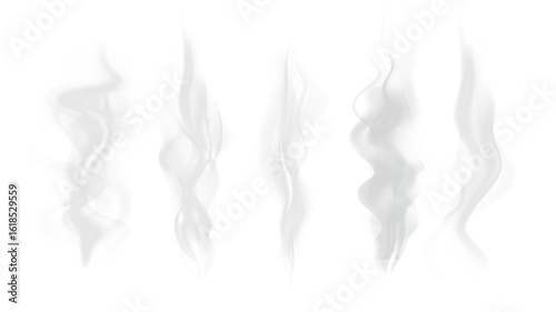 Realistic steam or smoke on hot tea, coffee, food.
PNG Stock royalty free.	