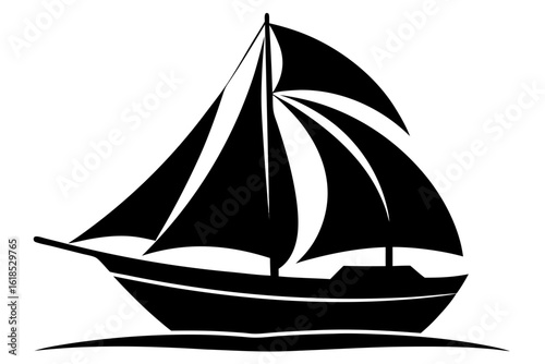 sailboat black and white silhouette
