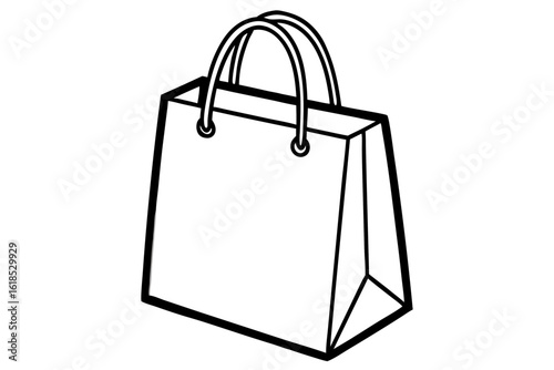 shopping bag black and white line art silhouette