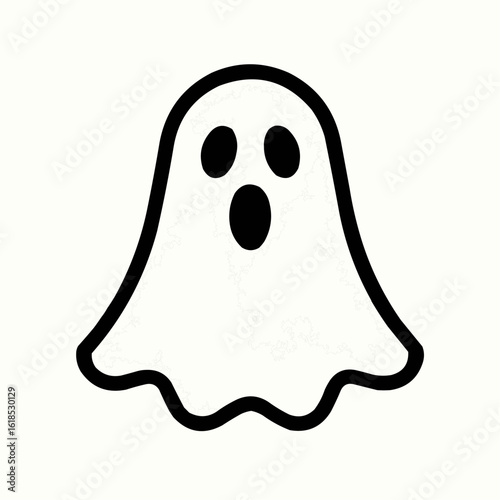 Ghost. Floating sheet ghost with 3 wavy bottom folds and oval eyes/mouth