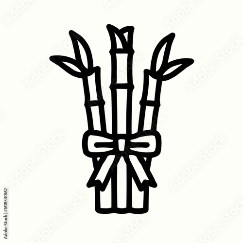 Lucky Bamboo. 3 stalks tied with red ribbon. Growth and fortune