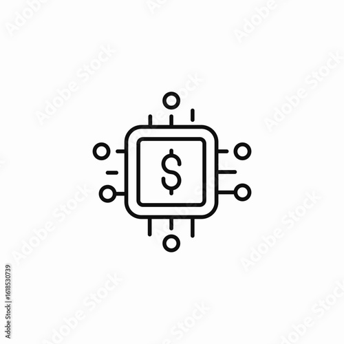 chip dollar processor icon sign vector
