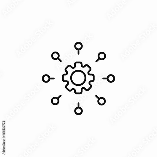 centralized gear network icon sign vector