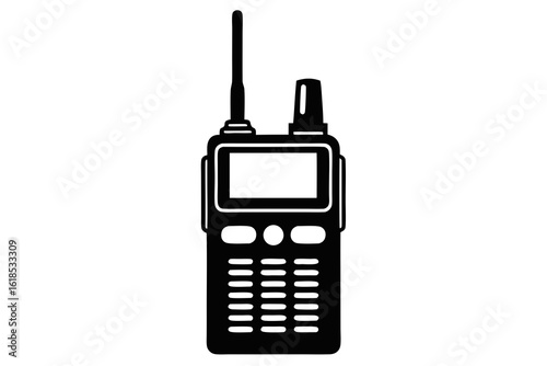 walkie talkie black and white silhouette