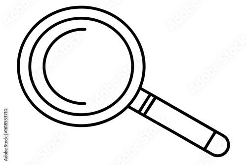 Magnifying glass icon showing a black optical tool for zoom and search on white background