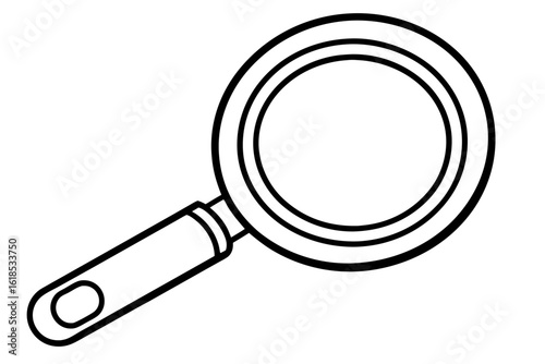 Magnifying glass icon showing a black optical tool for zoom and search on white background