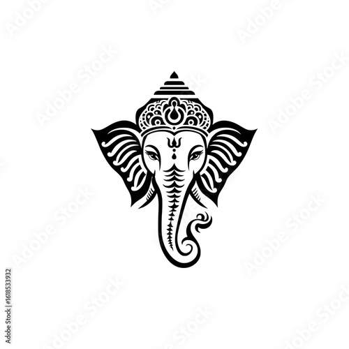 Elegant Black and White Ganesha Illustration A Symbol of Auspicious Beginnings, Wisdom, and Overcoming Obstacles png.svg