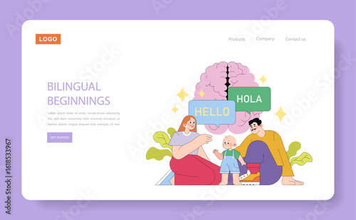 Bilingual Family Learning Experience with Vector Illustration