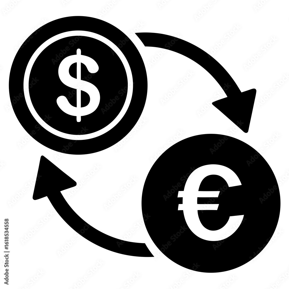 Currency Exchange Icon Dollar To Euro Flat Style Currency Exchange Icon Dollar To Euro Flat Style